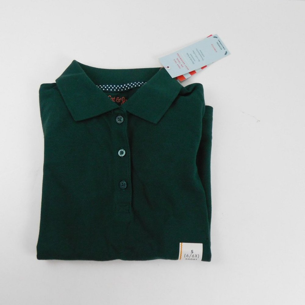 Cat & Jack Girl's Green Short Sleeve Uniform Polo T-Shirt Sz. S (6/6x) New